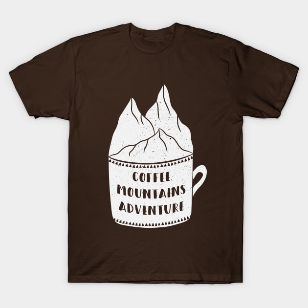 Coffee - Mountains - Adventure #white T-Shirt by krimons